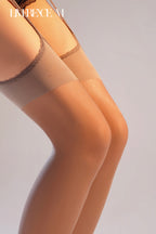 "Cupid" - Pearl Sheen Lace Garter Belt & Stockings