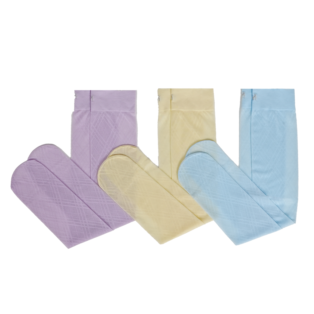 Graceline 8D lavender yellow and blue knee-high sock color options