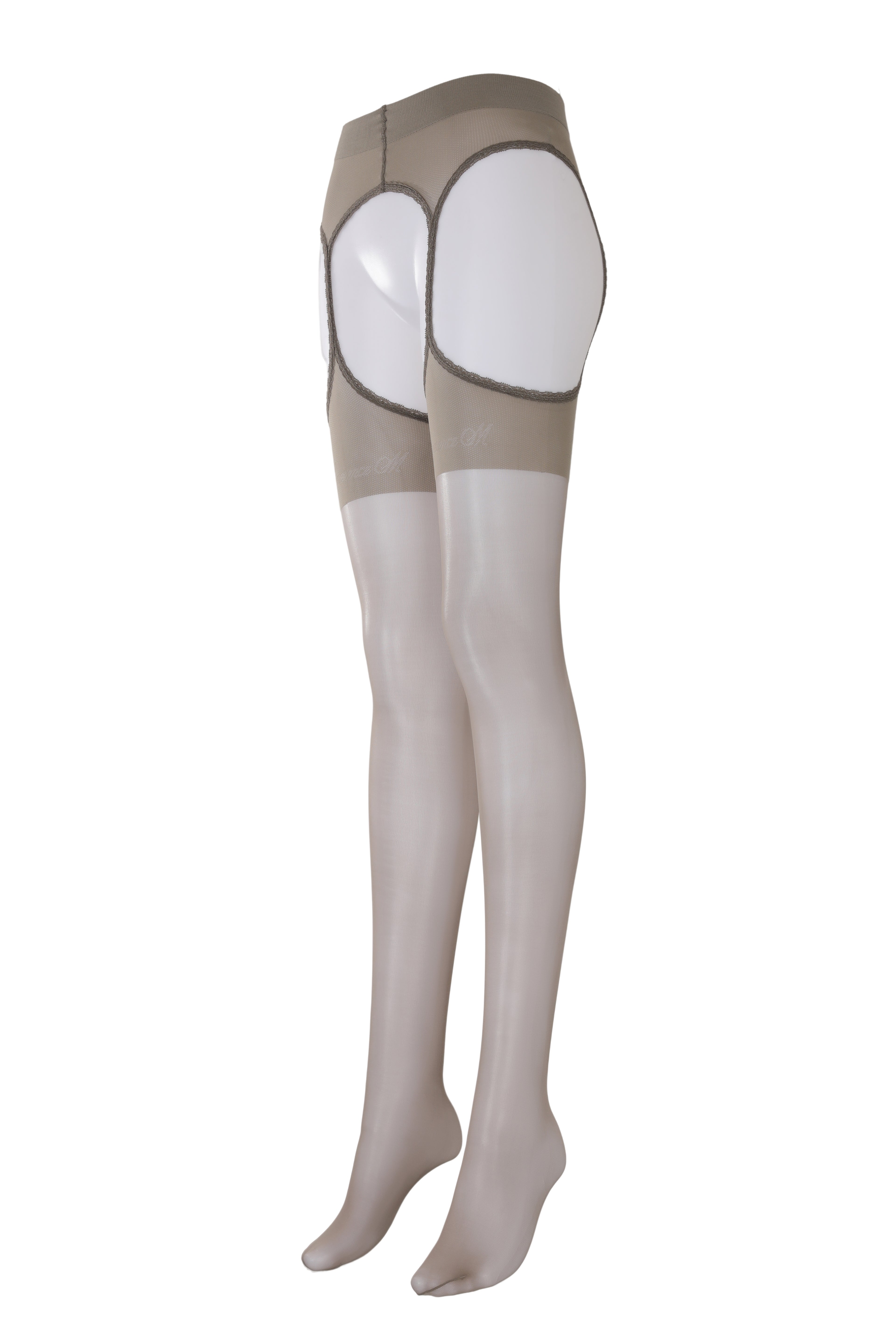 "Cupid" - Pearl Sheen Lace Garter Belt & Stockings