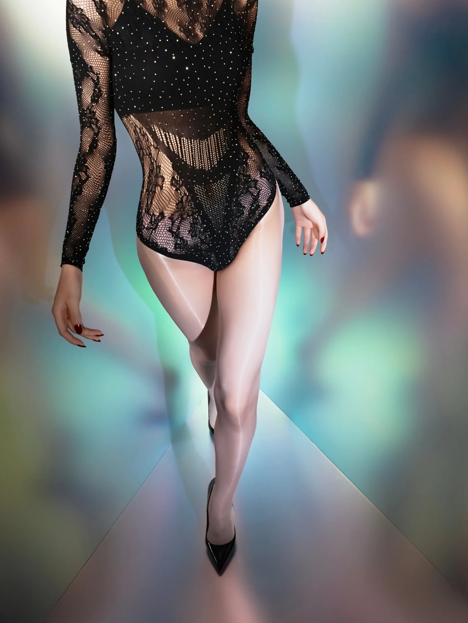 Lip-Gloss 3D Seamless Open-Crotch Pantyhose main product image