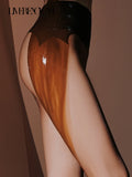 Close-up of the ultra-sheer finish on Melt 1D nude pantyhose